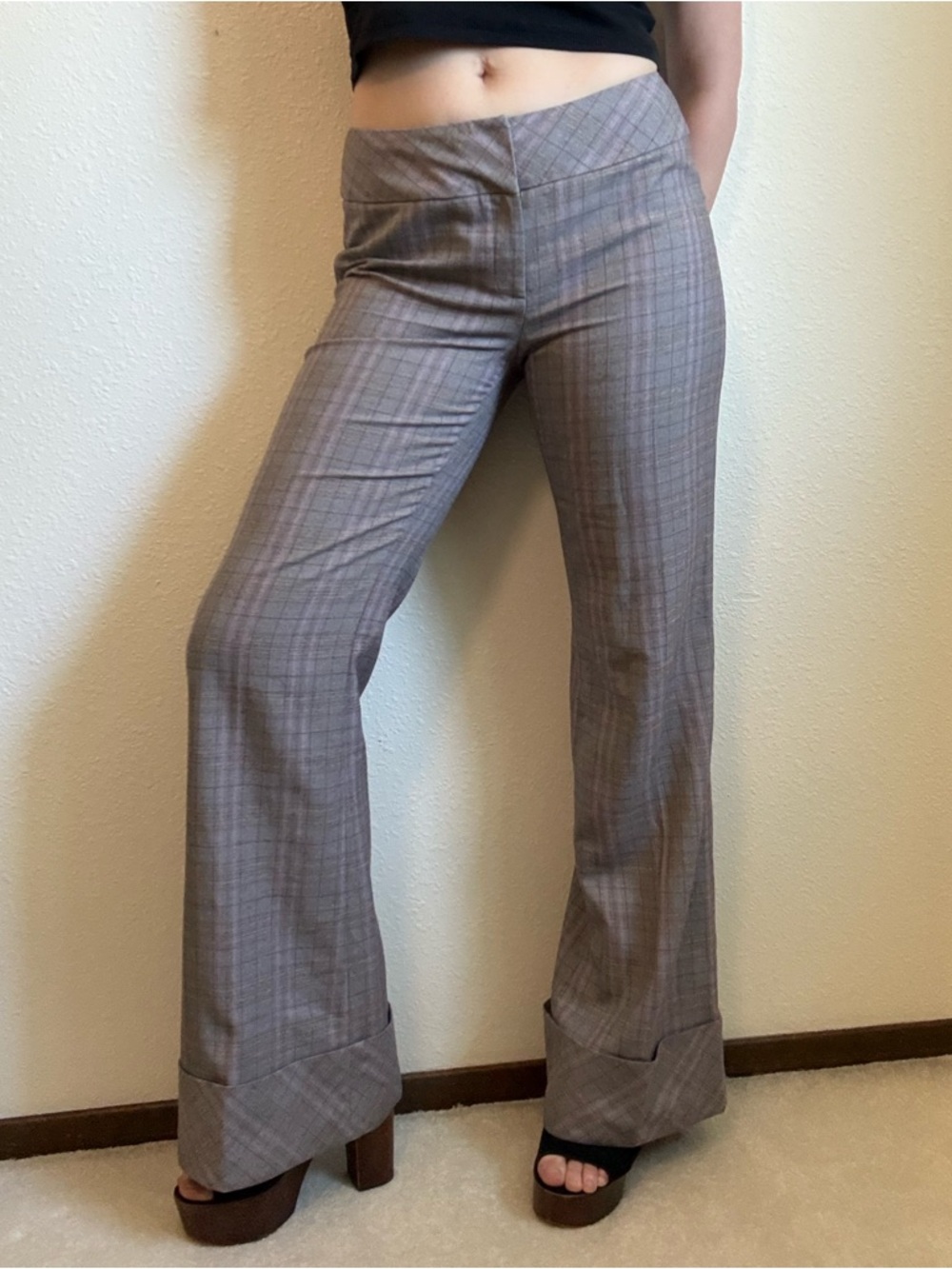 Y2K Classiques Entier Plaid Low Rise Wide Leg Trousers Coquette Preppy Academia